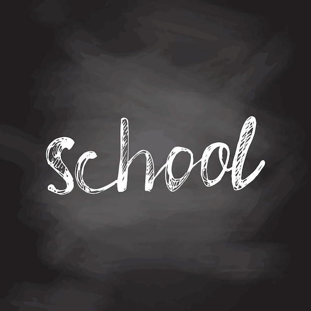 Detailed retro style school lettering sketch on chalkboard background