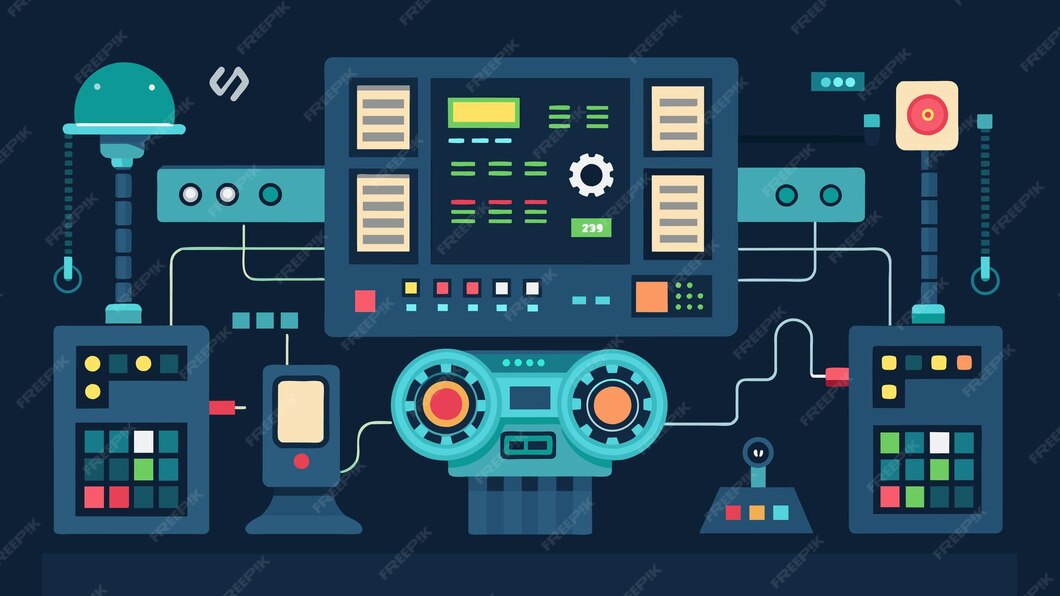 Premium Vector | A detailed shot of a control panel displaying complex ...