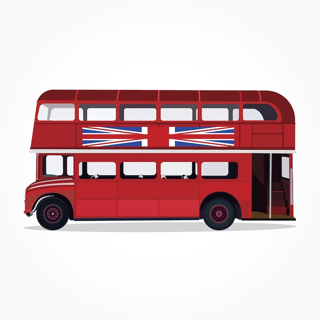 detailed side of a flat red city bus cartoon with shadow effect