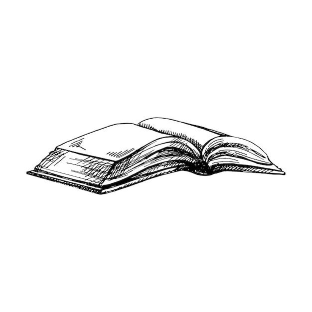 Vector a detailed sketch of book in retro style on white background