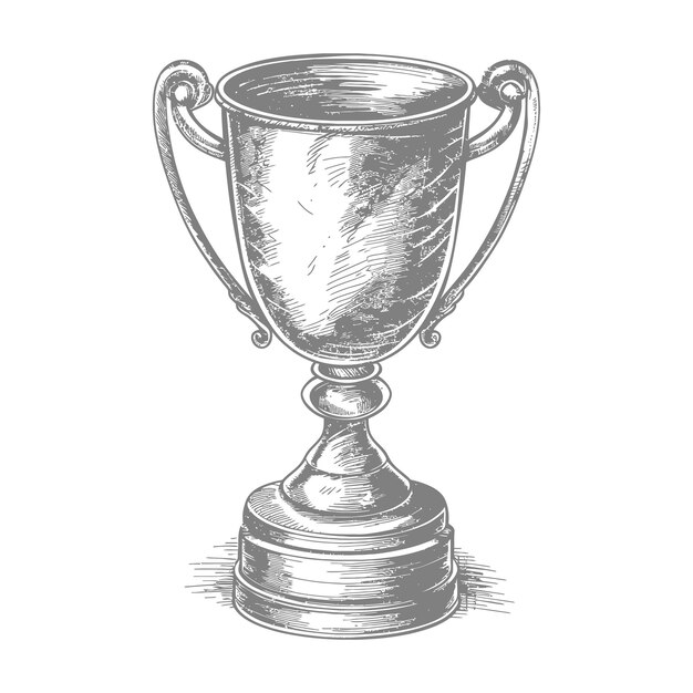 Vector detailed sketch of a vintage trophy cup with ornate handles