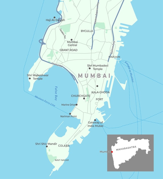 인도 마하라슈트라 주 의 수도 인 바이 의 상세 한 질감 지도