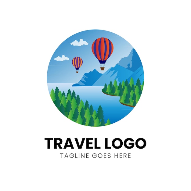 detailed travel logo design vector template
