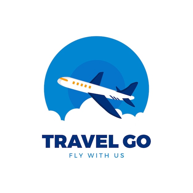 飛行機の詳細な旅行ロゴ