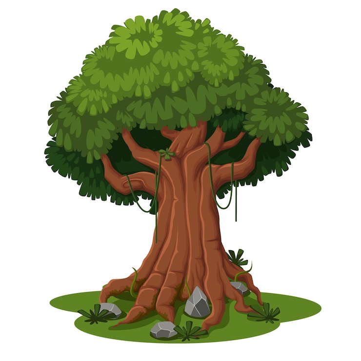Vector detailed tree cartoon premium vector