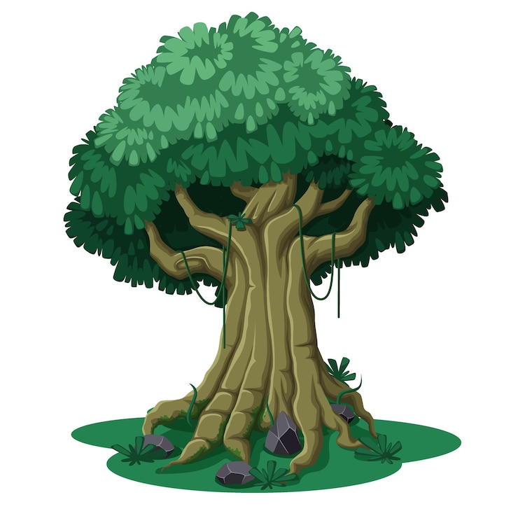 Vector detailed tree cartoon premium vector