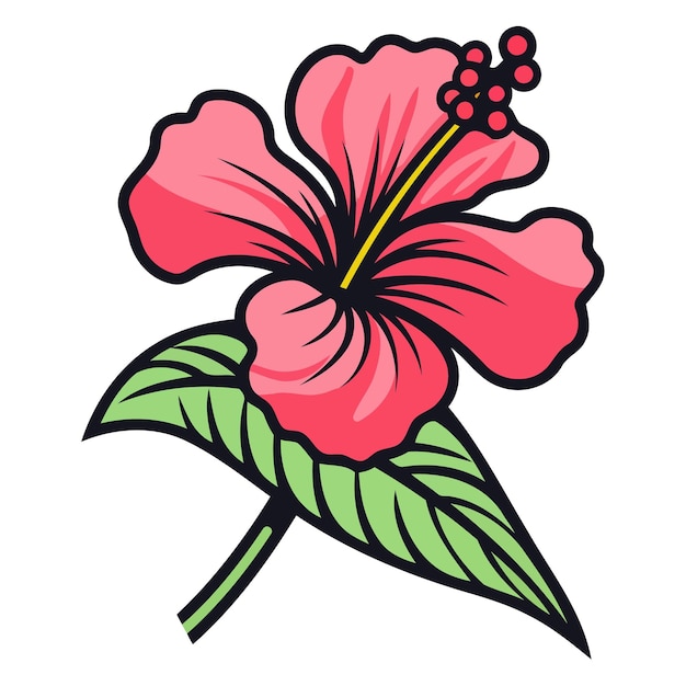 Detailed vector of a beautiful hibiscus flower icon ideal for floral themed projects