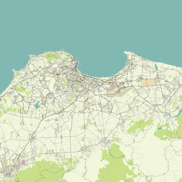 Vector detailed vector city map of algiers algeria