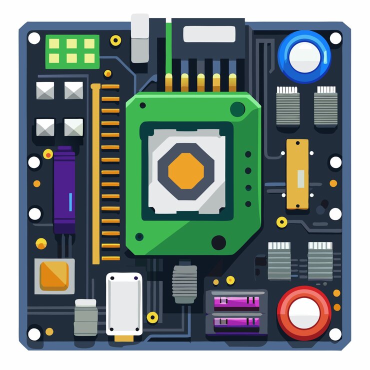 Vector detailed vector design of computer motherboard hightech electronics graphics