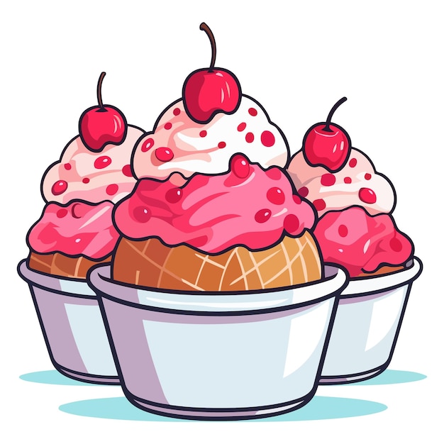 Vector detailed vector of ice cream cone with strawberry topping icon ideal for sweet themed graphics