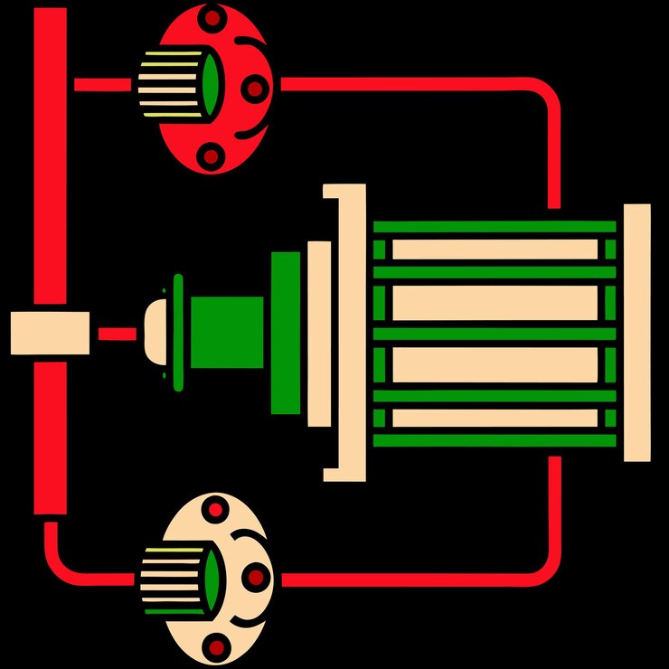 Vector detailed vector illustration of an impeller with arrows indicating flow direction 1