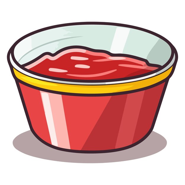 Vector detailed vector of ketchup in a bowl icon ideal for culinary and cooking graphics