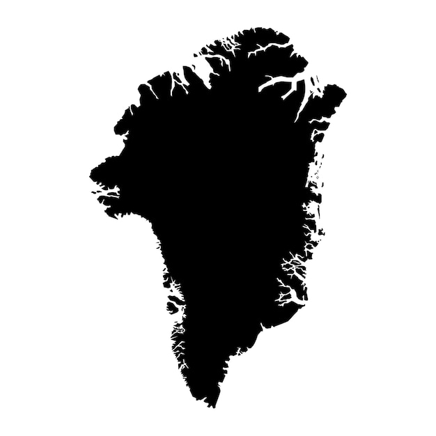 Detailed vector map of Greenland on white background