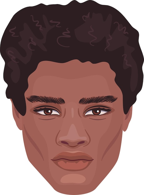 Detailed vector portrait of a handsome African man with wavy Afro hairstyle. Social media avatar.