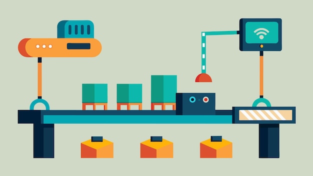 Detailed view of a conveyor belt system equipped with sensors and automated sorting mechanisms for