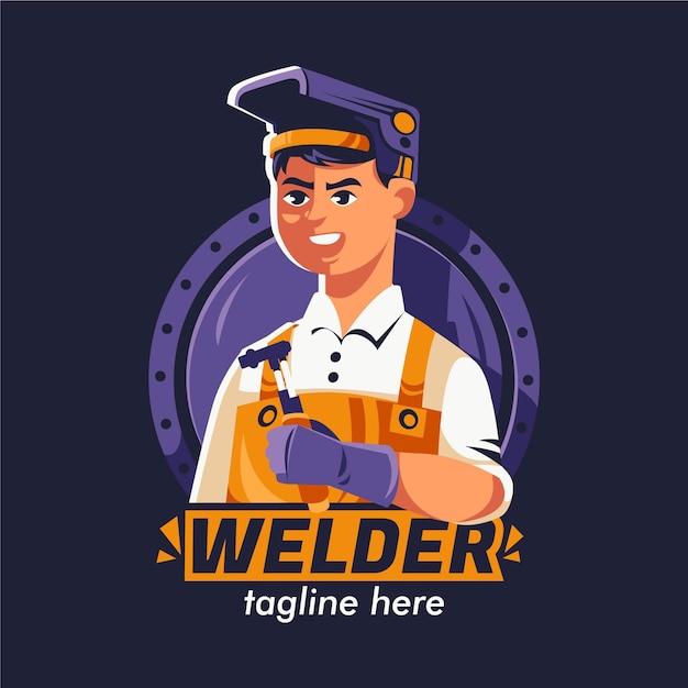 Vector detailed welder logo template