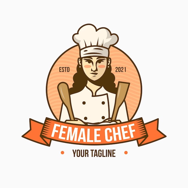 Vector detailed woman chef logo