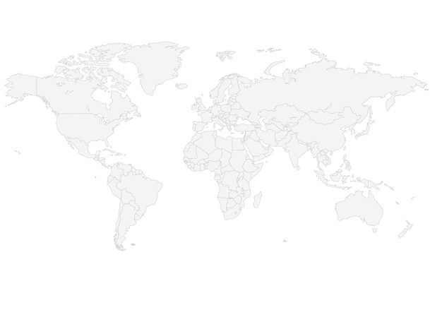 Вектор Детальная карта мира с границами государств изолированная карта мира изолирована на белом фоне