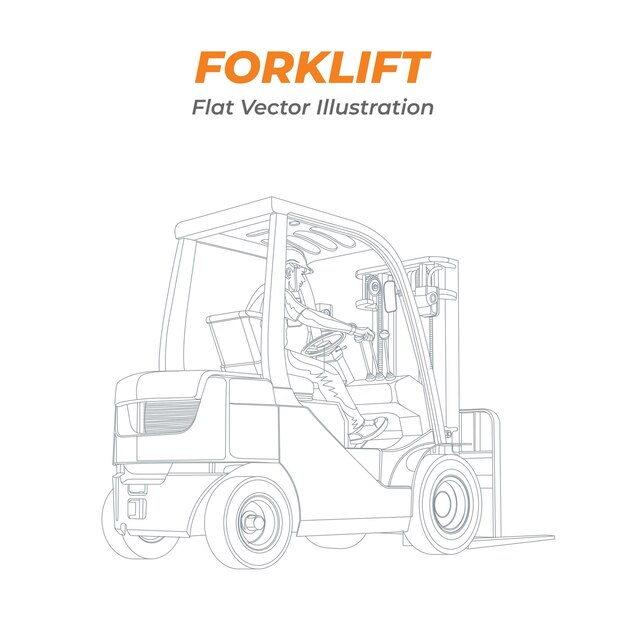 details vector forklift in yellow orange color