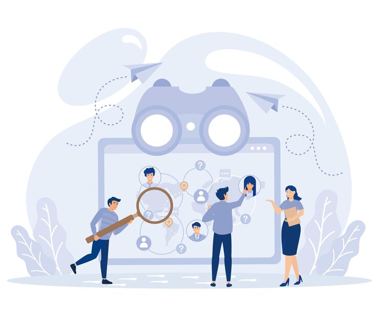 Vector detective agency concept searching evidences flat vector modern illustration