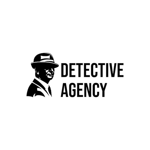 Detective agency logo mysterious man with hat logo incognito man logo design template