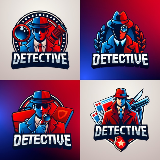 Vector detective agency logos in gradient style