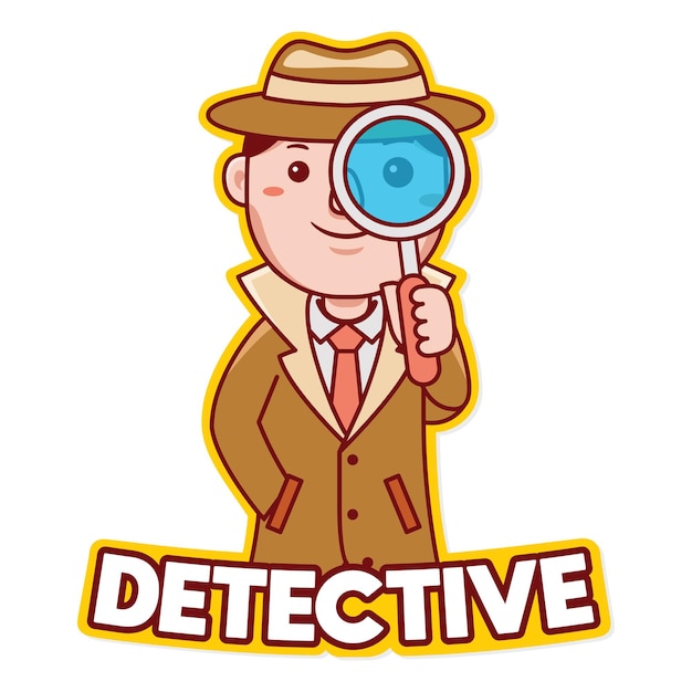 Detective beroep mascotte logo vector in cartoon-stijl