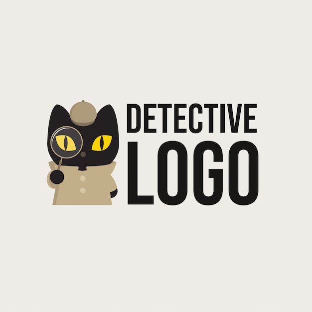 Vettore logo del gatto nero detective