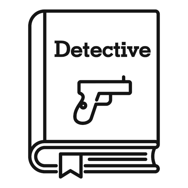 Vettore icona del libro detective icona vettoriale del libro detective del contorno per il web design isolato su sfondo bianco