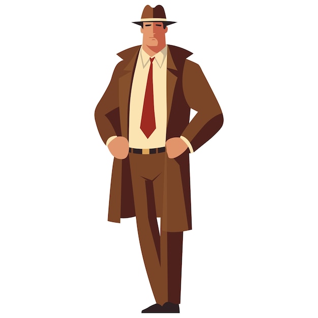 Detective in brown coat and hat