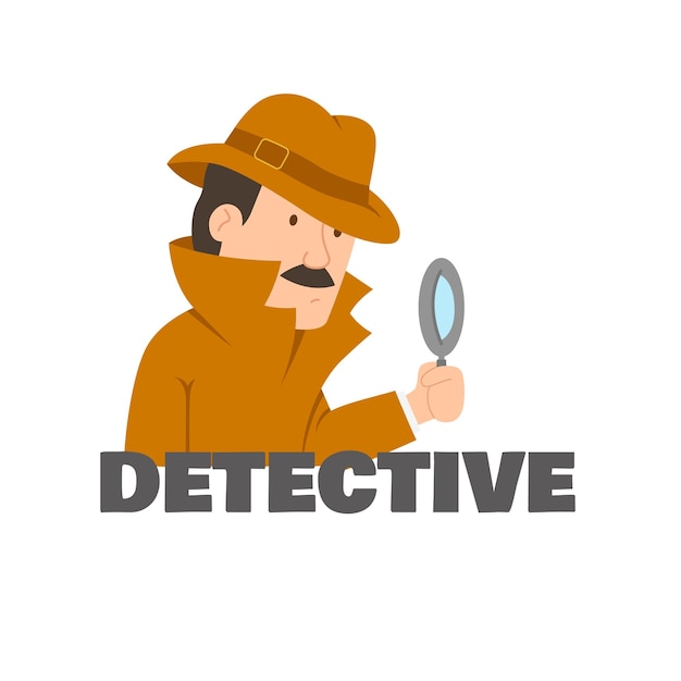 Vettore detective cartoon con posa carina