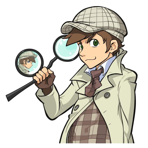 Vector detective character on investigation