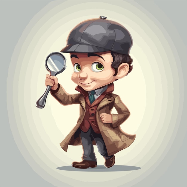 Vector detective character on investigation