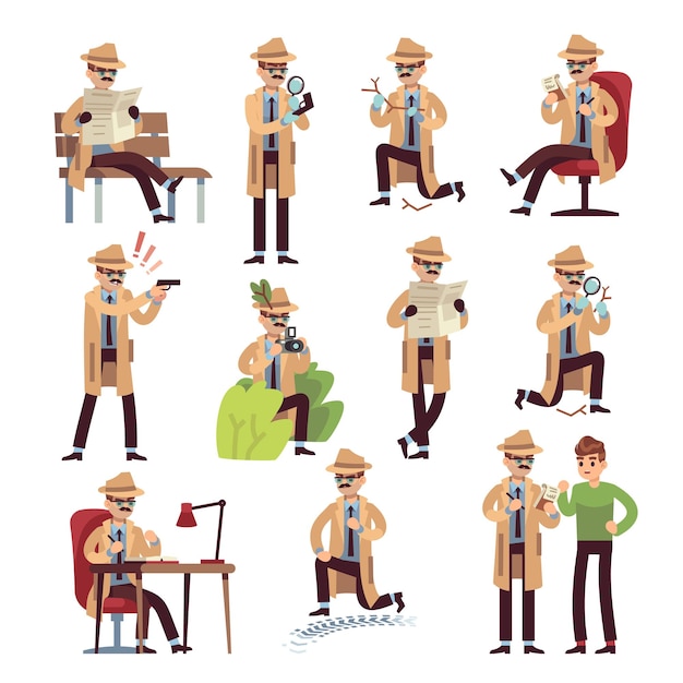 Detective characters illustration