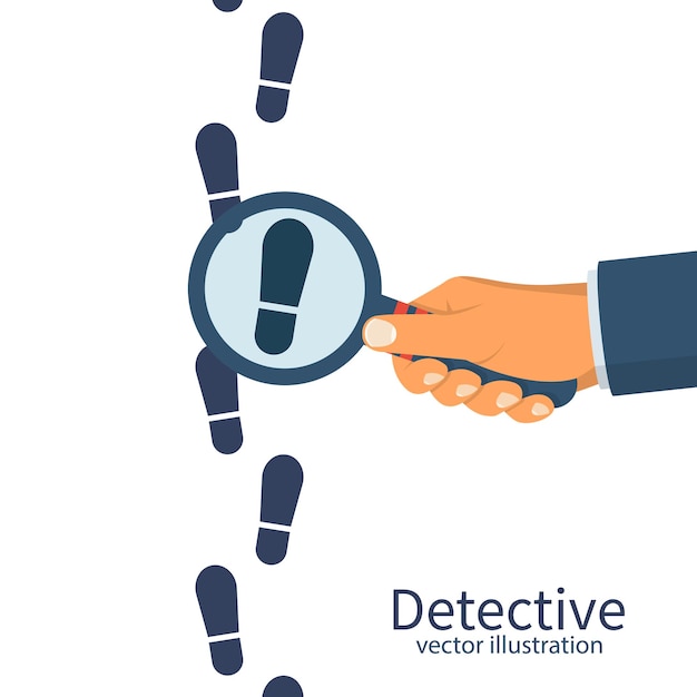 Detective is investigating human in holds a magnifying glass