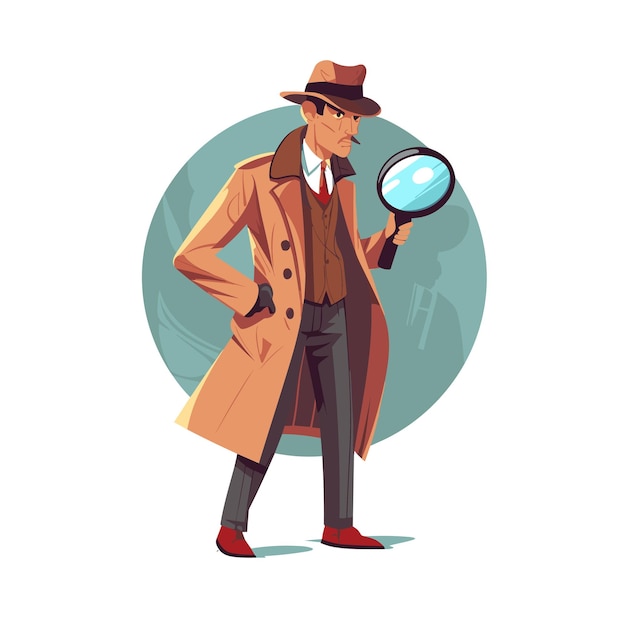 Vector detective karakter op onderzoek