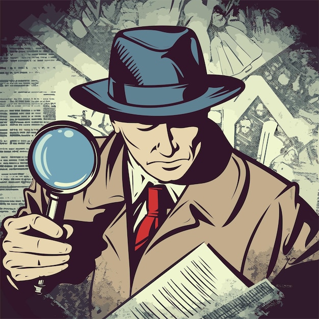 Vector detective karakter op onderzoek