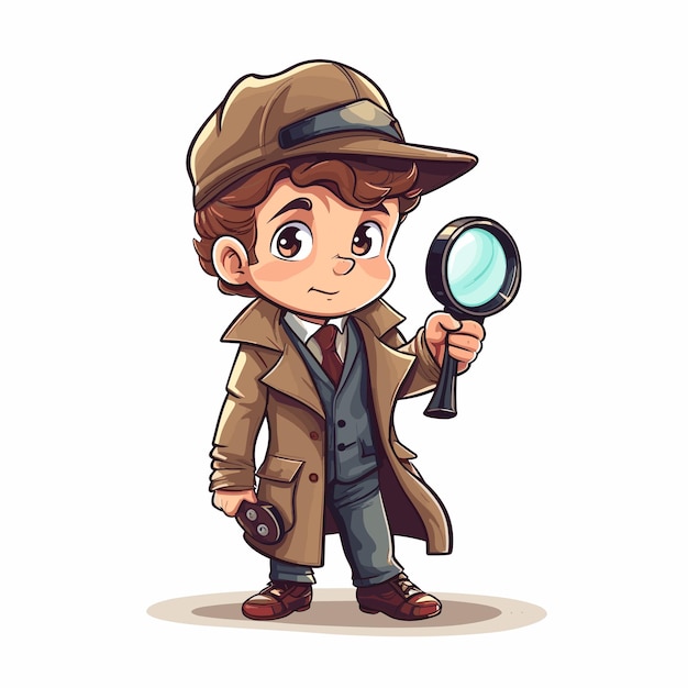 Vector detective karakter op onderzoek