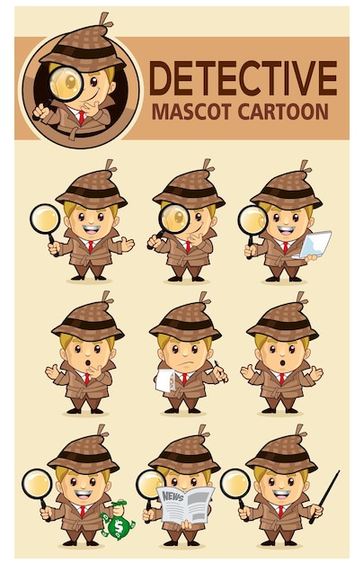 Detective kinderen mascotte cartoon