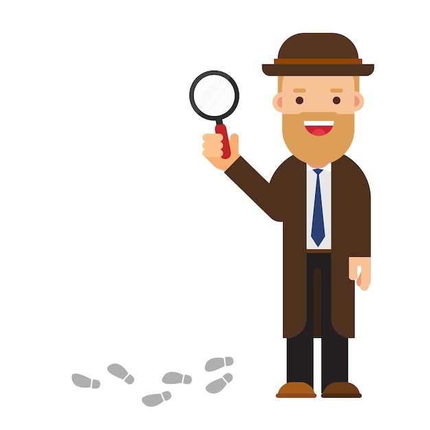 Vector detective man on investigation