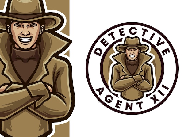 Detective mascotte logo illustrazione