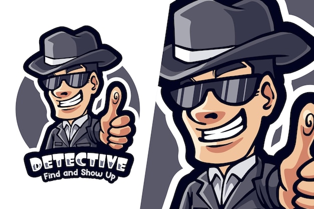 Vector detective mascotte logo afbeelding