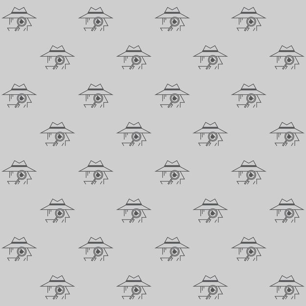 Vector detective vector outline seamless pattern