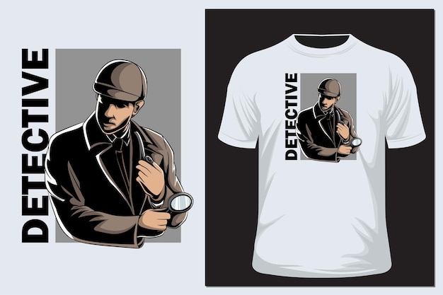 Vector detective with magnifying glass t shirt