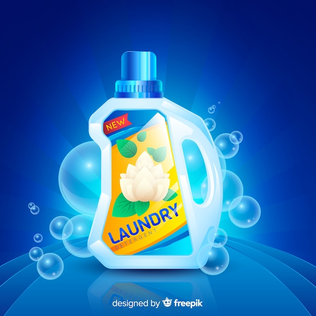 Vector detergent advertisement with realistic design