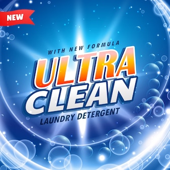 Concetto di lavaggio del detergente creativo creativo modello di progettazione di imballaggio Vettore Premium