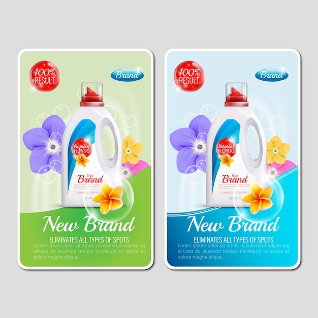 Vector detergents clothes poster set