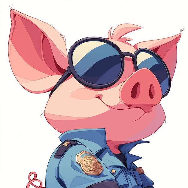 Vector a determined pig police cartoon style