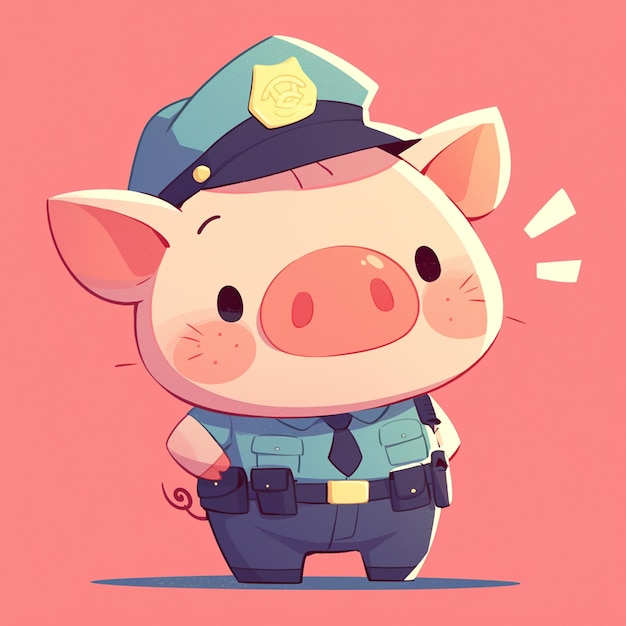 Vector a determined pig police cartoon style