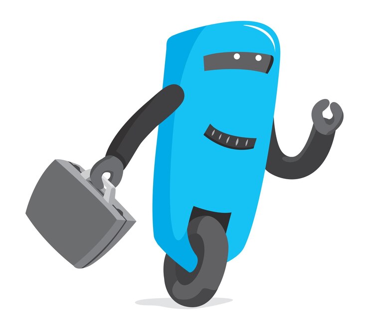 Vector determined robot with business suitcase